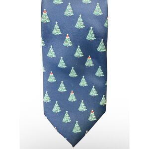 Knotty & Nice Holiday Tie Christmas Tree All-Over Pattern Navy & Green Party